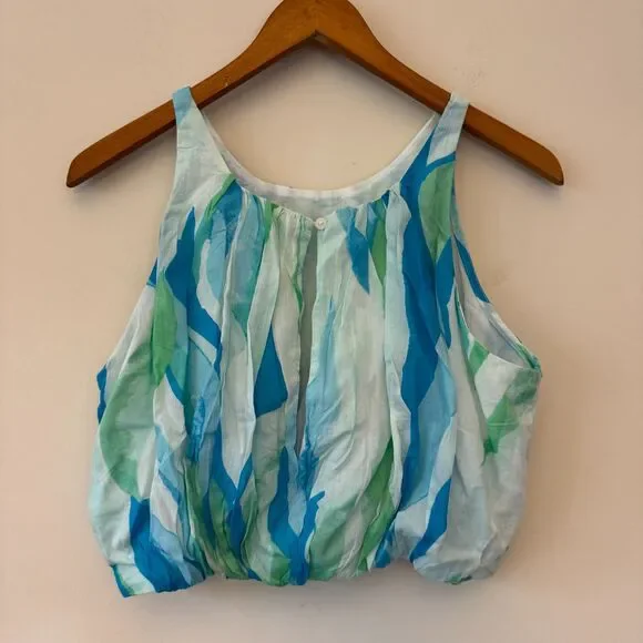 NWT Elan Women's White Cotton Puffy Elastic Waist Tank Top Large - Picture 2 of 7